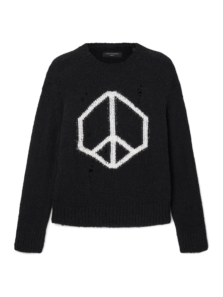 AllSaints Black Message Crew Jumper - Image 7 of 7