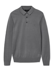 AllSaints Light Grey Mode Merino Wool Long Sleeve Polo Neck Jumper - Image 8 of 8