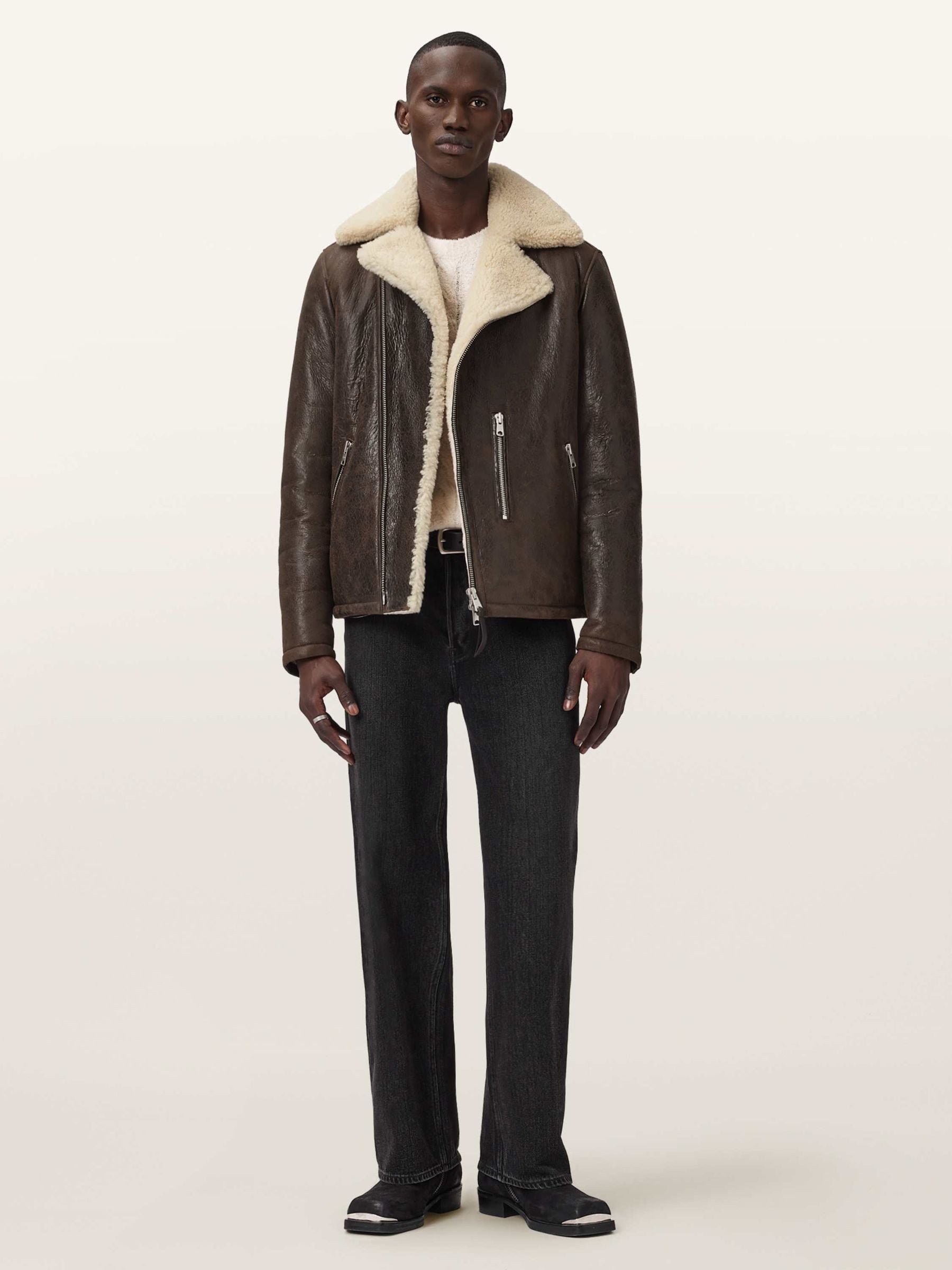 Buy AllSaints Brown Xylon Shrl Biker Jacket from Next USA