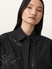 AllSaints Black Gemi Emb Shirt - Image 2 of 7