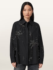 AllSaints Black Gemi Emb Shirt - Image 4 of 7