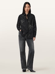 AllSaints Black Gemi Emb Shirt - Image 5 of 7