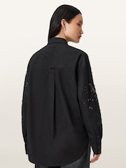 AllSaints Black Gemi Emb Shirt - Image 6 of 7
