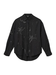 AllSaints Black Gemi Emb Shirt - Image 7 of 7