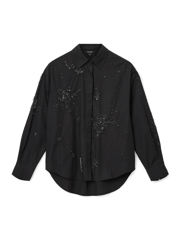 AllSaints Black Gemi Emb Shirt - Image 7 of 7