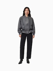 AllSaints Blue Sofi Leather Jacket - Image 2 of 7