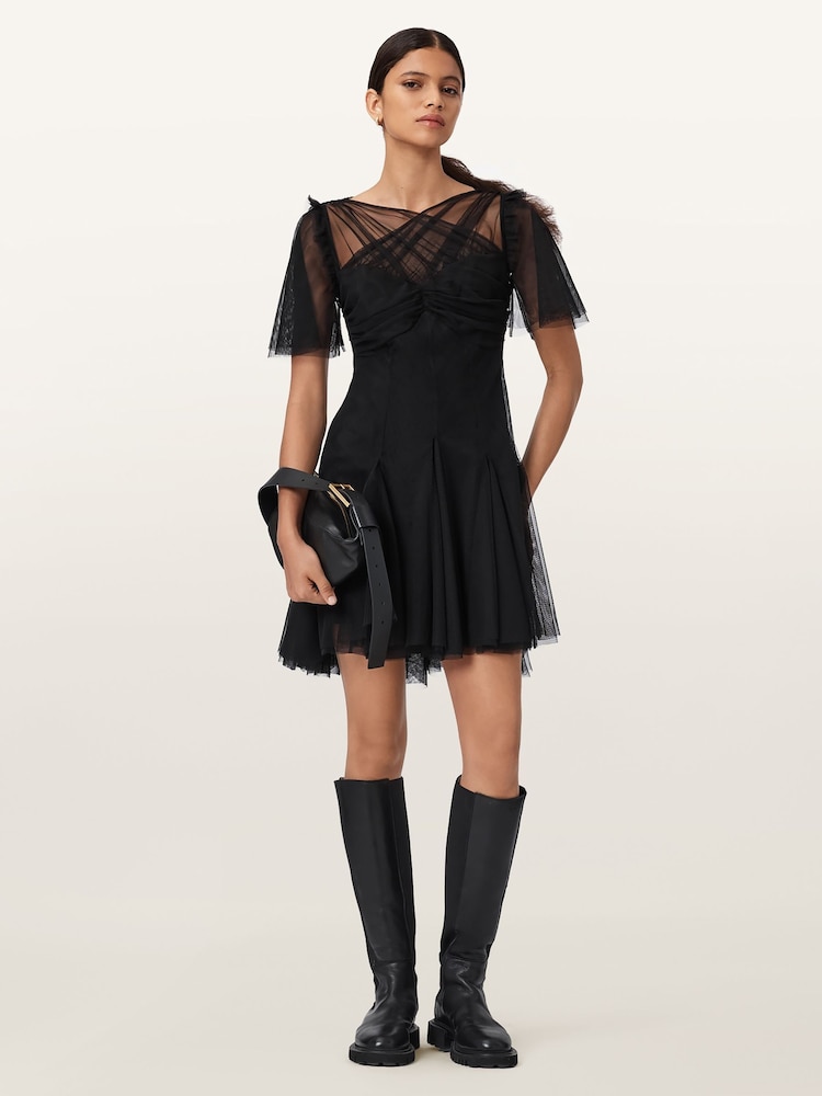 AllSaints Black Midi Dress - Image 1 of 6