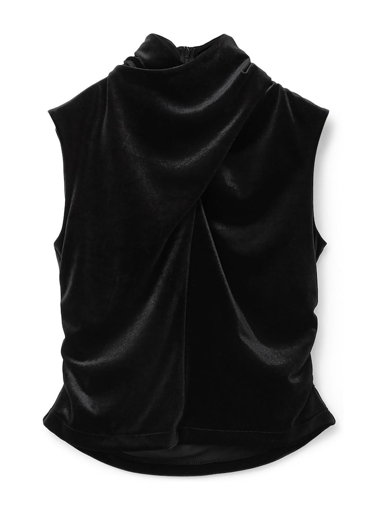 AllSaints Black Tia Velvet Ss Top - Image 8 of 8