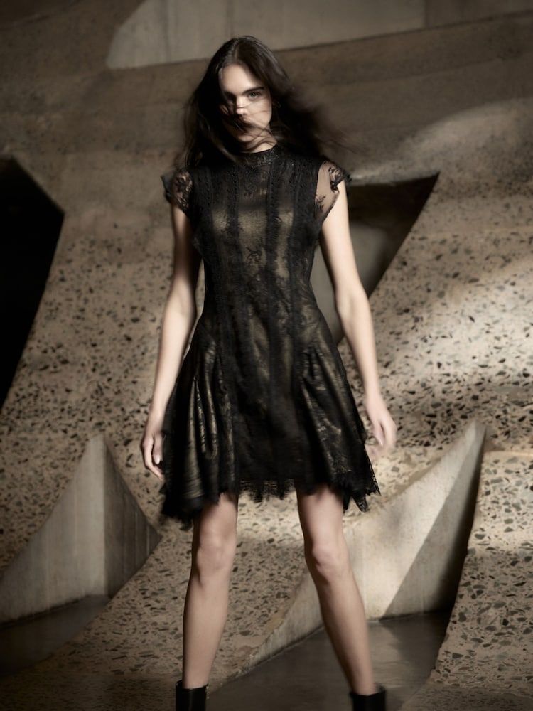 AllSaints Metallic Fleur Dress - Image 1 of 8