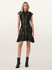AllSaints Metallic Fleur Dress - Image 2 of 8