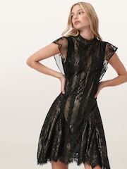 AllSaints Metallic Fleur Dress - Image 3 of 8