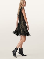 AllSaints Metallic Fleur Dress - Image 6 of 8