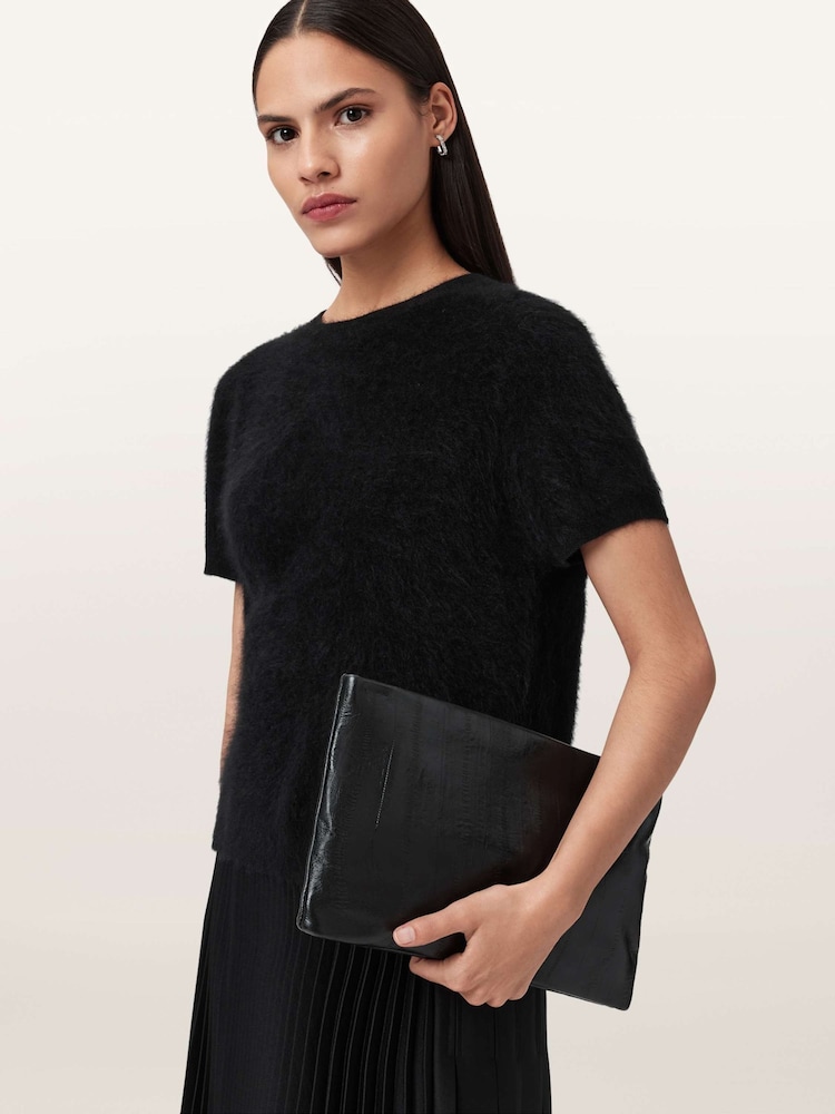 AllSaints Black Bettina Eel Clutch - Image 1 of 3