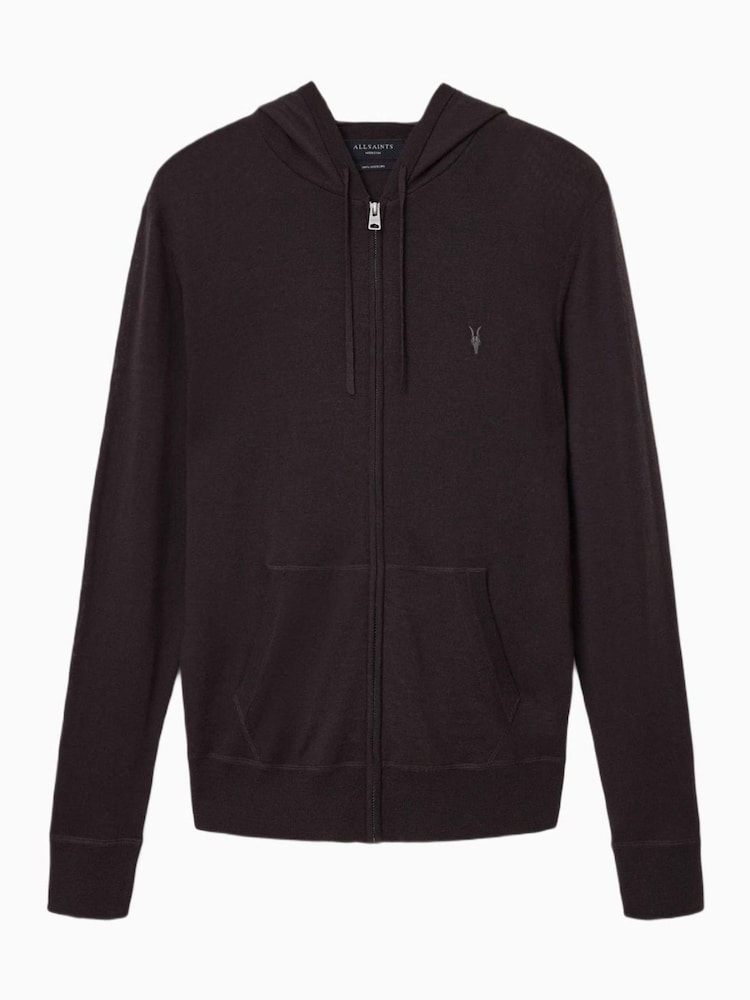 Allsaints Brown Mode Merino Wool Zip-Up Hoodie - Image 7 of 7 Allsaints Brown Mode Merino Wool Zip-Up Hoodie - Image 7 of 7