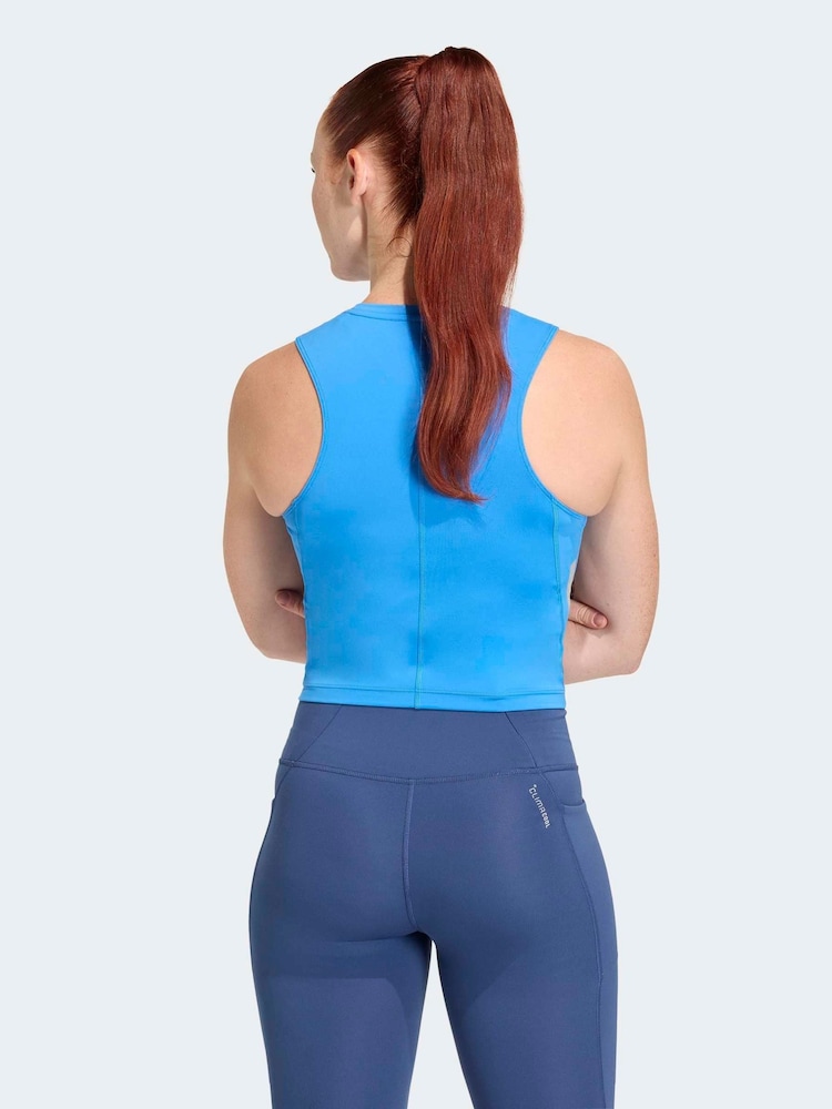 adidas Blue Iconic Running Crop Vest Top - Image 2 of 6