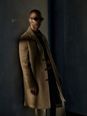 AllSaints Brown Trent Coat - Image 1 of 8