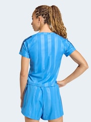 adidas Blue Hyperglam 3-Stripes Emboss T-Shirt - Image 2 of 6