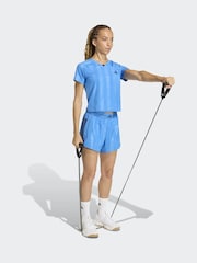 adidas Blue Hyperglam 3-Stripes Emboss T-Shirt - Image 3 of 6