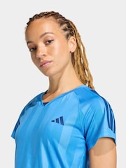 adidas Blue Hyperglam 3-Stripes Emboss T-Shirt - Image 5 of 6