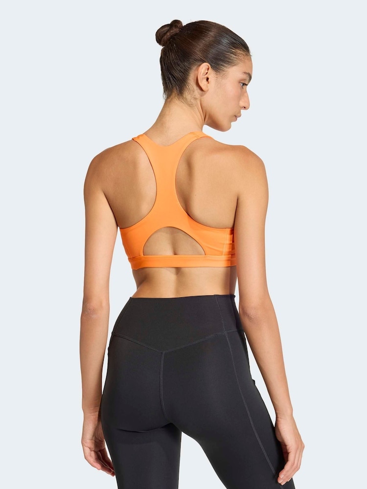 adidas Orange Optime Essentials Workout Medium Support Sports Bra - Image 2 of 7 adidas Orange Optime Essentials Workout Medium Support Sports Bra - Image 2 of 7