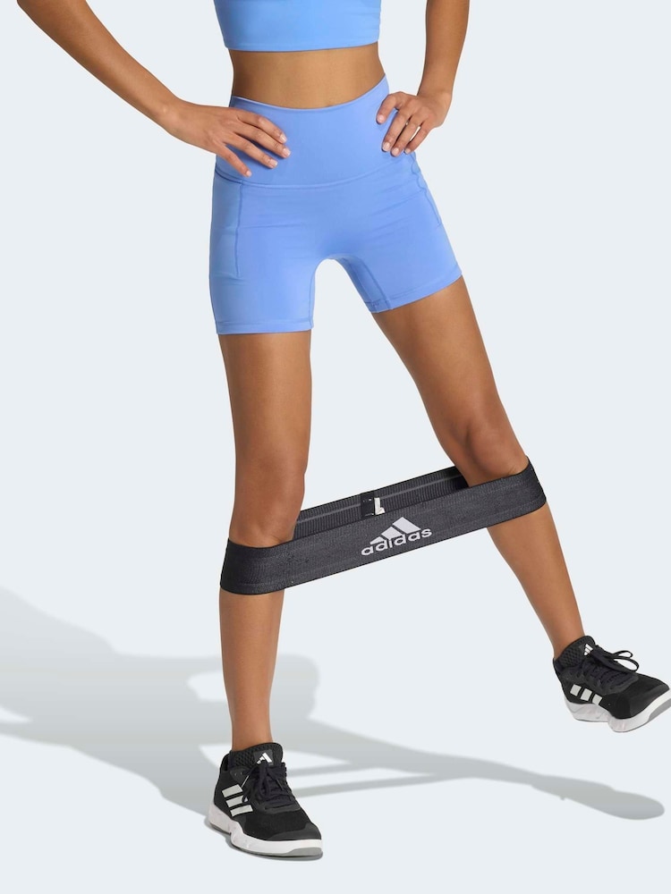 adidas Blue 3-Stripe Studio All Me Bike Shorts - Image 1 of 6