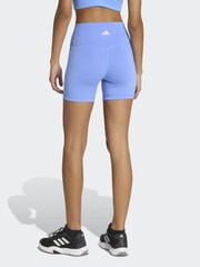adidas Blue 3-Stripe Studio All Me Bike Shorts - Image 2 of 6