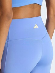 adidas Blue 3-Stripe Studio All Me Bike Shorts - Image 5 of 6