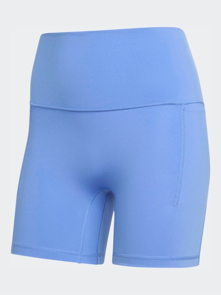 adidas Blue 3-Stripe Studio All Me Bike Shorts - Image 6 of 6