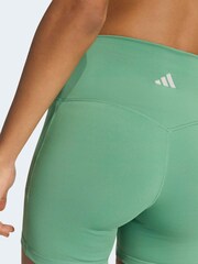 adidas Green 3-Stripe Studio All Me Bike Shorts - Image 4 of 6