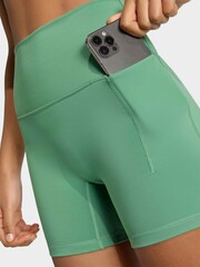 adidas Green 3-Stripe Studio All Me Bike Shorts - Image 5 of 6
