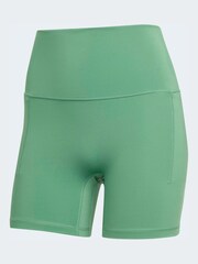adidas Green 3-Stripe Studio All Me Bike Shorts - Image 6 of 6