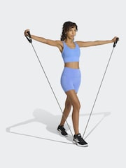 adidas Blue 3-Stripe Studio All Me Light Support Sports Bra - Image 3 of 7