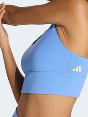 adidas Blue 3-Stripe Studio All Me Light Support Sports Bra - Image 5 of 7