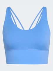 adidas Blue 3-Stripe Studio All Me Light Support Sports Bra - Image 6 of 7