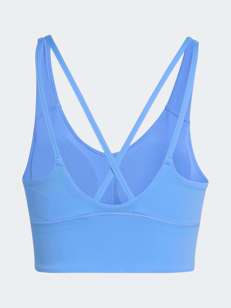 adidas Blue 3-Stripe Studio All Me Light Support Sports Bra - Image 7 of 7