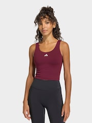 adidas Purple 3-Stripe Studio All Me Low Support Sports Vest - Image 1 of 6