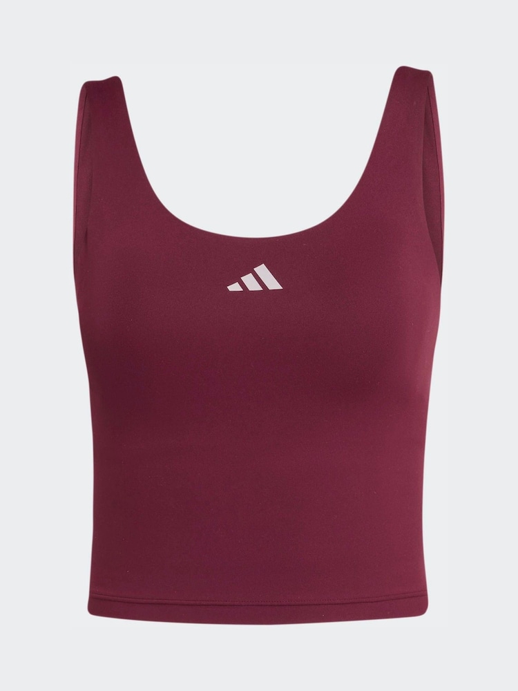 adidas Purple 3-Stripe Studio All Me Low Support Sports Vest - Image 6 of 6