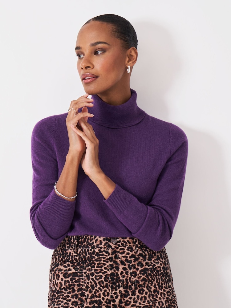 Crew Clothing Purple Merino Wool Libby Roll Neck Jumper - Image 1 of 5