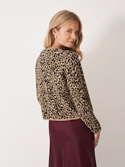 Crew Clothing Brown Crew Leopard Cardigan - Image 2 of 5