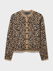 Crew Clothing Brown Crew Leopard Cardigan - Image 5 of 5