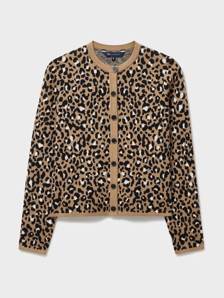 Crew Clothing Brown Crew Leopard Cardigan - Image 5 of 5