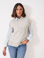 Crew Clothing Cream Harmony Crew Neck Knitted Vest - Image 1 of 5
