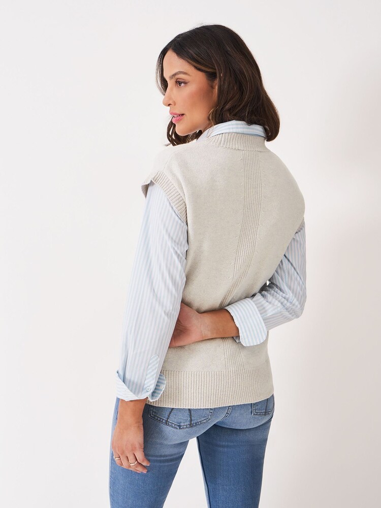 Crew Clothing Cream Harmony Crew Neck Knitted Vest - Image 2 of 5