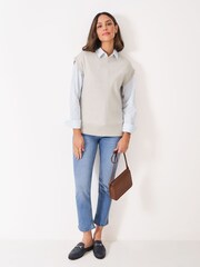 Crew Clothing Cream Harmony Crew Neck Knitted Vest - Image 3 of 5