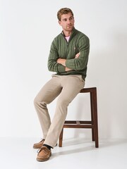 Crew Clothing Green Oarsman Cable Half Zip Jumper - Image 3 of 5