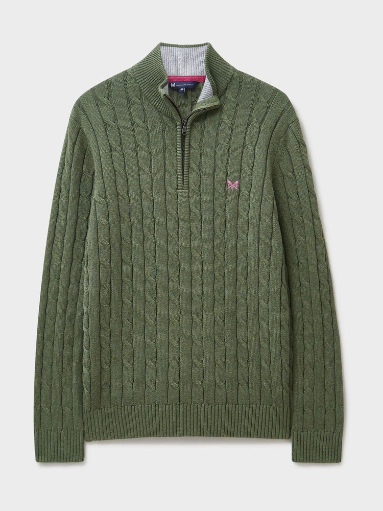 Crew Clothing Green Oarsman Cable Half Zip Jumper - Image 5 of 5