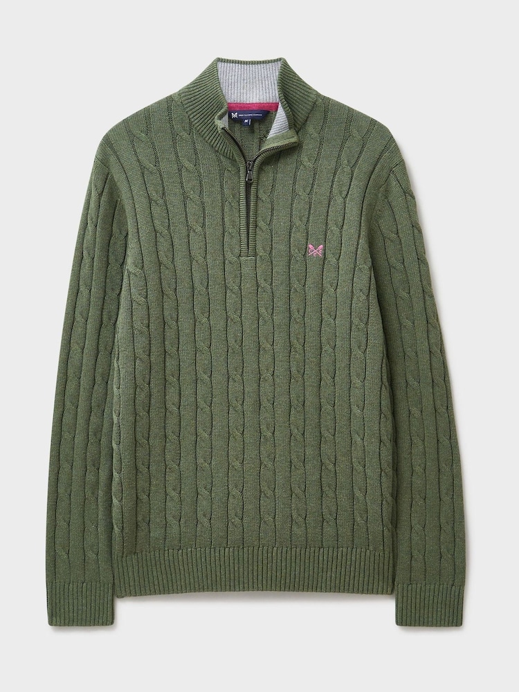 Crew Clothing Green Oarsman Cable Half Zip Jumper - Image 5 of 5 Crew Clothing Green Oarsman Cable Half Zip Jumper - Image 5 of 5