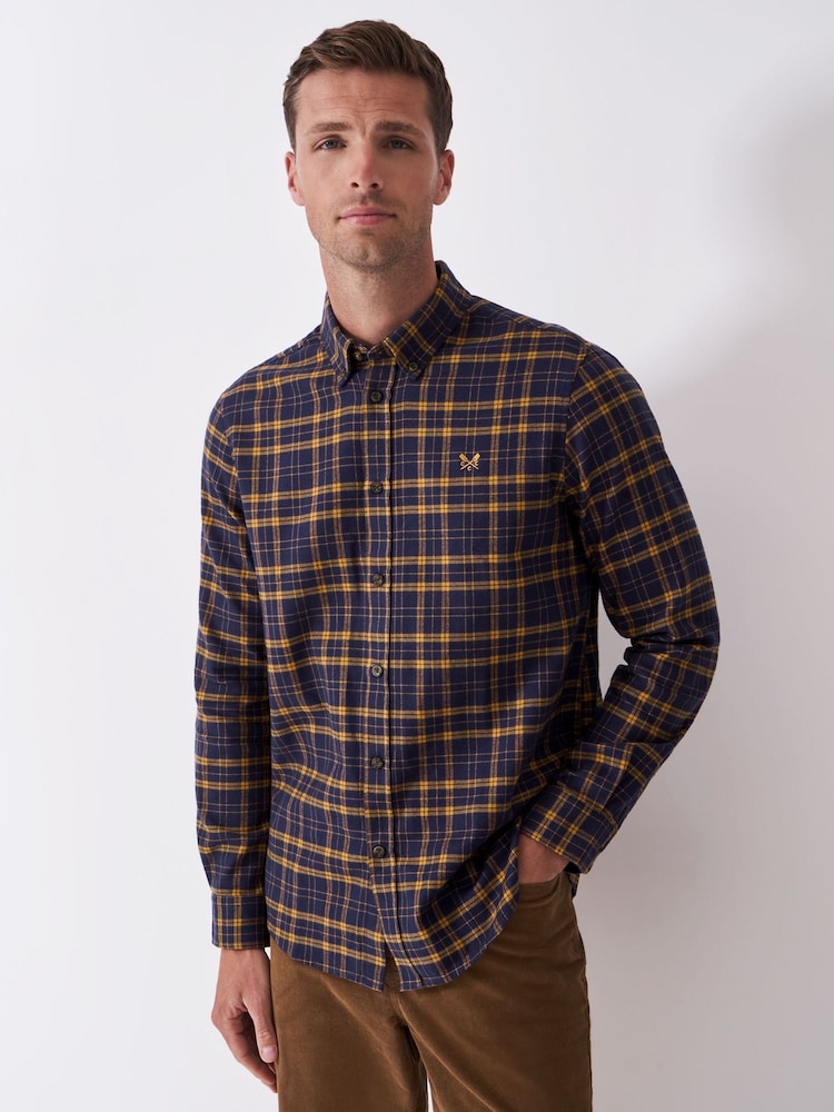 Crew Clothing Blue Classic Fit Waughton Check Flannel Shirt - Image 1 of 5
