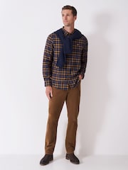 Crew Clothing Blue Classic Fit Waughton Check Flannel Shirt - Image 3 of 5