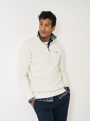 Crew Clothing White Classic Half Zip Sweatshirt - Image 1 of 5